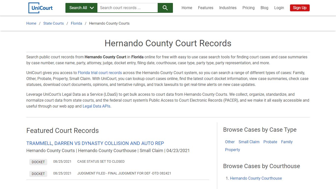 Hernando County Court Records | Florida | UniCourt